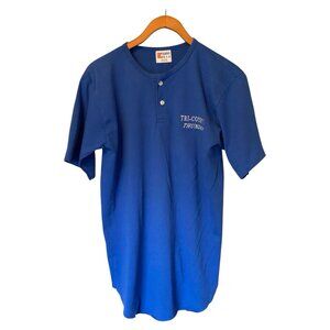Vintage Baseball Shirt Short Sleeve Blue 15 East Tri-County Thunder Men's USA